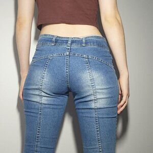 Vintage Y2K cute flared denim capris with front seams ✦ stretchy and comfy ✦